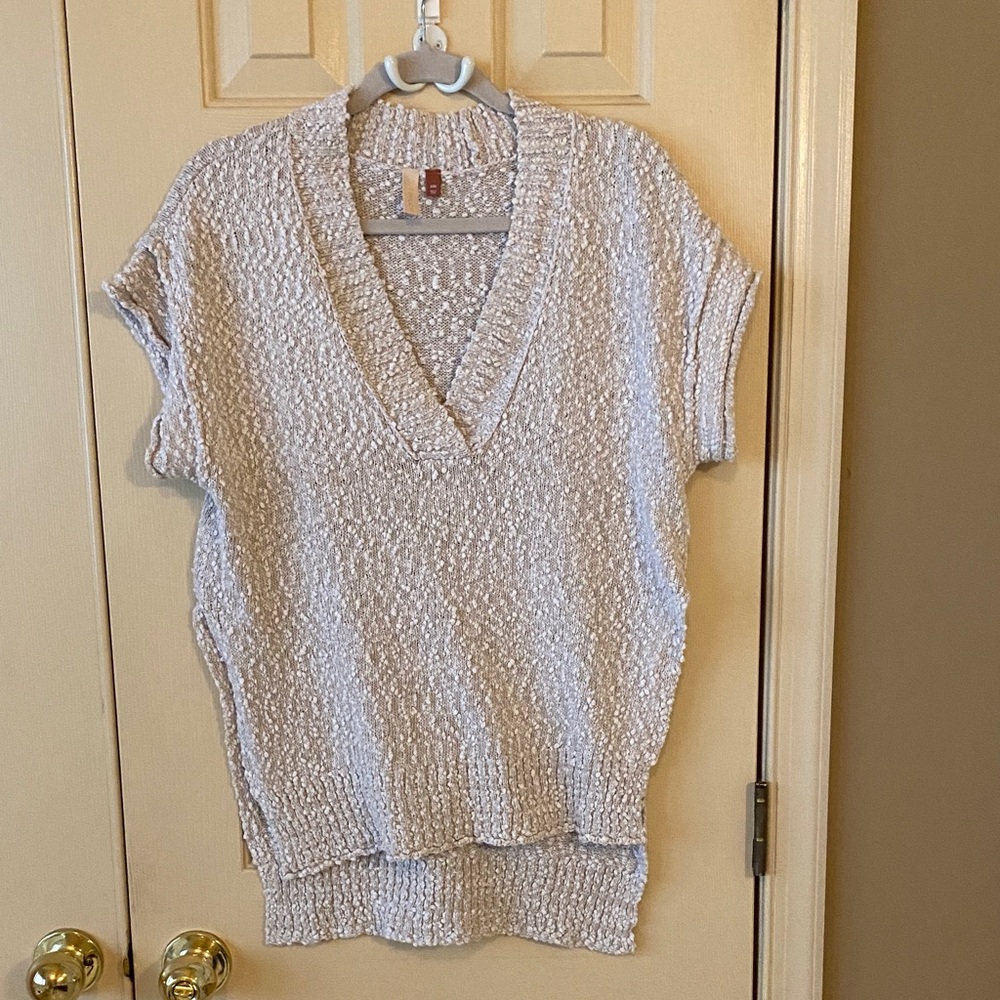 Cream Knit Short Sleeve Sweater
